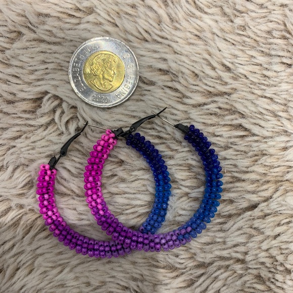 Beaded Hoop Earrings - Picture 1 of 2